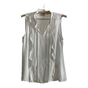 Elie Tahari Ivory Sleeveless Ruffle Blouse